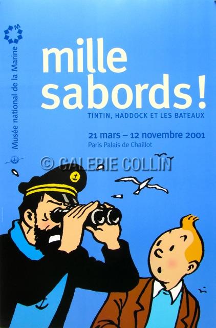 HERGÉ . TINTIN - Affiche d'expo Mille Sabords 2001