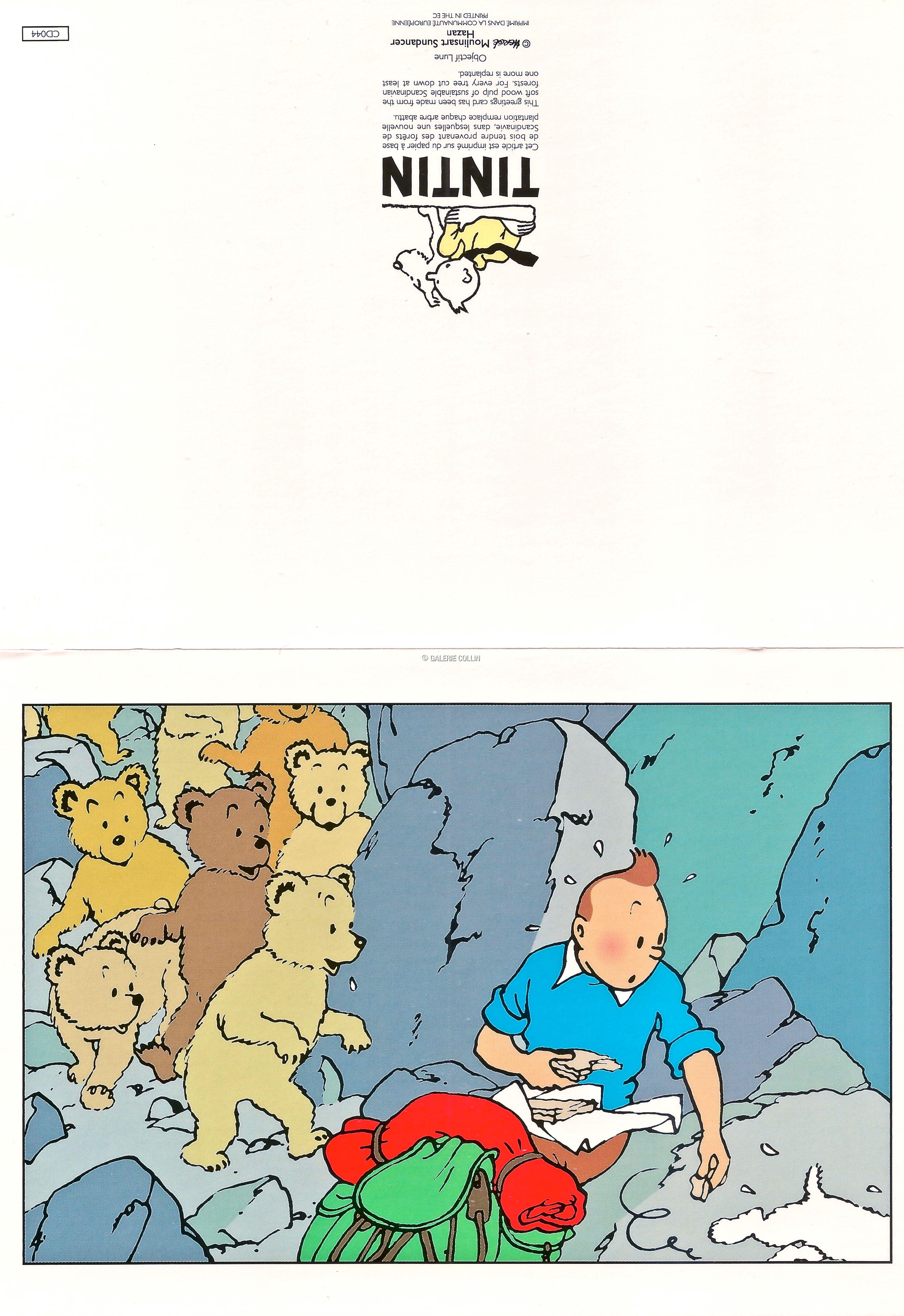 Herge Tintin Objectif Lune Carte Double