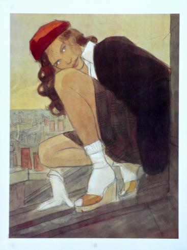 Affiche édition d'art de Gibrat  "Jeanne dans son fauteuil" Tirée de l'Album "Les Paysages Publics"
