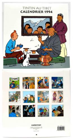 HERGÉ . Tintin - Calendrier mural 1994 "Tintin au Tibet"