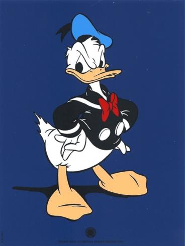 DISNEY . Petite Sérigraphie "Donald Duck fond bleu"