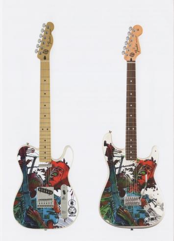 Druillet  "Jimi Hendrix" Guitare marque Fender numérotée signée 27ex.