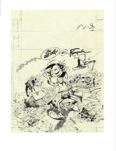 Franquin • Affiche édition d'art “J’ai une idée” Étude de couverture - Gaston Lagaffe