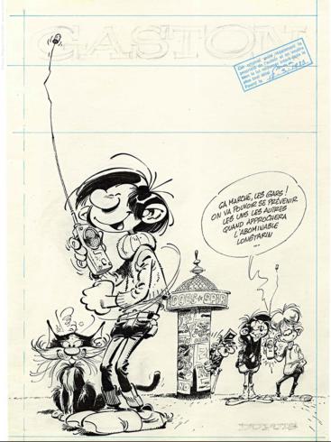Franquin-Tirage pigmentaire- Etude de couverture #9  "Le gang des gaffeurs"149ex.