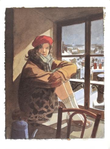 Gibrat - Affiche"Le vol du corbeau Jeanne La fenêtre"