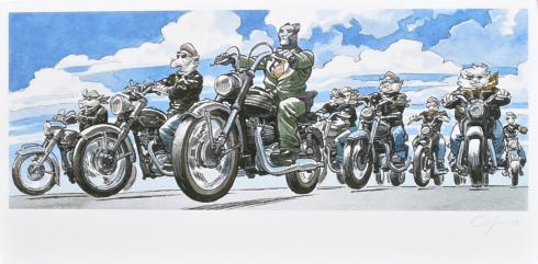 Guarnido.Affiche édition d'art signé"Les motos"
