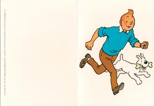 HERGÉ . Carte Double "Tintin courant"