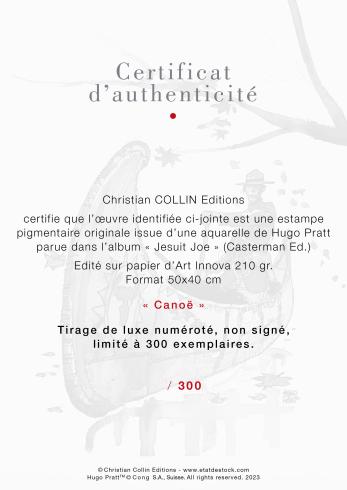 Hugo PRATT "Canoë "Tirage de luxe limité à 300ex.