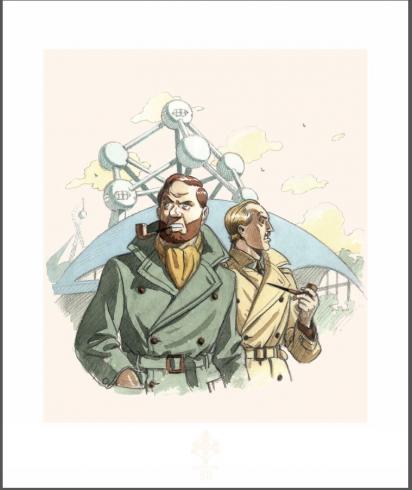 Juillard . Affiche édition d'art "Blake & Mortimer Atomium 58"