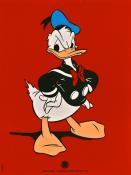 DISNEY . Petite Sérigraphie "Donald Duck fond rouge"