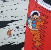 ERGÉ . Tintin - Affiche Série " On a marché sur la Lune"