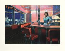 Estampe pigmentaire - "Melrose diner" Limitée, numérotée, signée par l’auteur  Edition  limitée 90ex.
