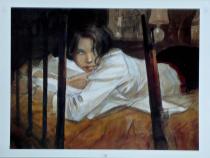 GIBRAT . Affiche  "Jeanne dans son lit"