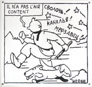 Hergé • TINTIN - Plaque Émaillée N/blc "Il 'a pas l'air content"