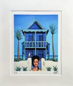 Loustal • Estampe pigmentaire "La maison bleue" - Signée, limitée et numérotée