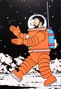HERGÉ . Tintin - Affiche Série " On a marché sur la Lune" - "Haddock content"